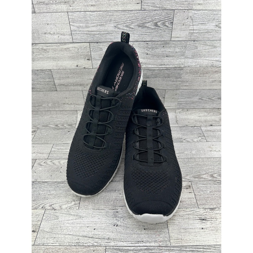 Skechers Womens‎ Black Memory Foam Slip On Sneakers Shoes Size 11